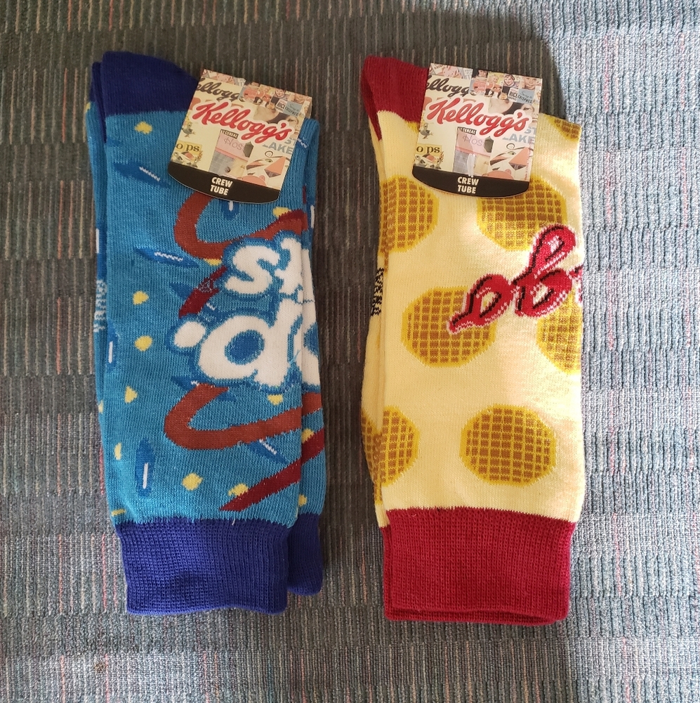 Kellogg's Bioworld Pop Tarts and Eggo Waffles Novelty Socks NWT